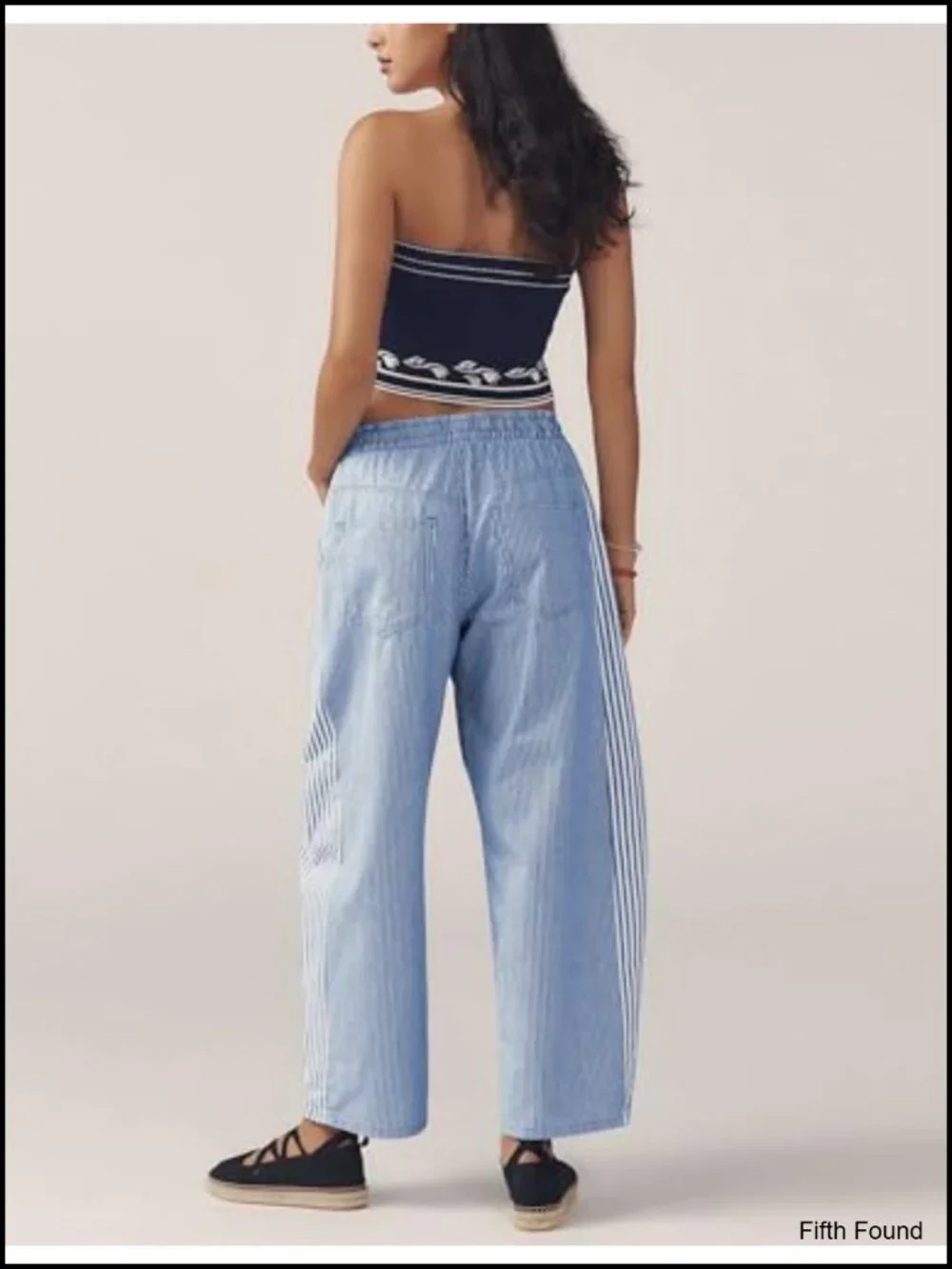 Baggy Wide Leg Jeans Mid Rise Ankle Pull On Drawstring Trousers with Pockets